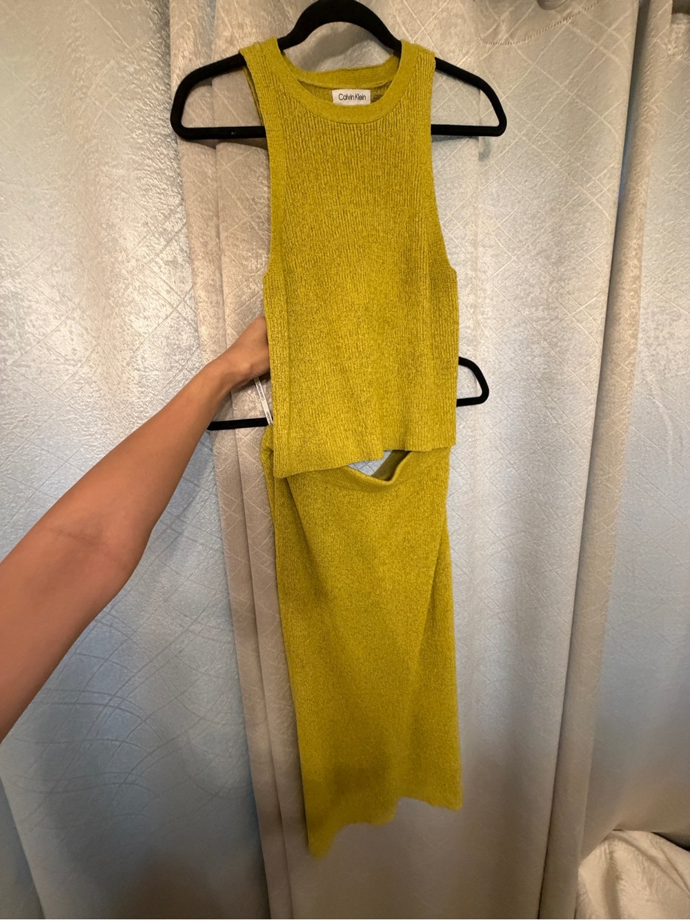 Calvin Klein Sleeveless Knit Tank in Chartreuse